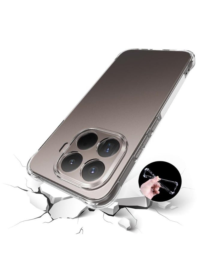 جراب متوافق مع هاتف Xiaomi 15T Pro 5G، غطاء خلفي شفاف من مادة TPU المرنة والناعمة مع زوايا معززة. - Image 4